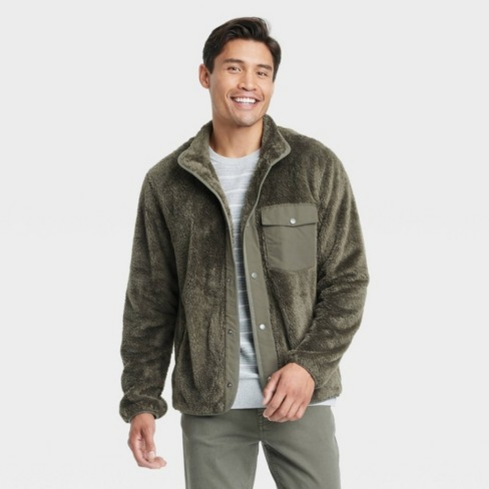 09. Men's Solid Forest Floor Faux Fur Jacket - Goodfellow & Co